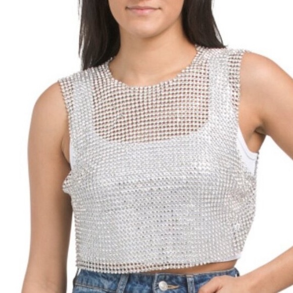 House of Harlow 1960 Tops - NWT ⚜️🩶⚜️ HOUSE OF HARLOW 1960 Silver Rhinestone Vest